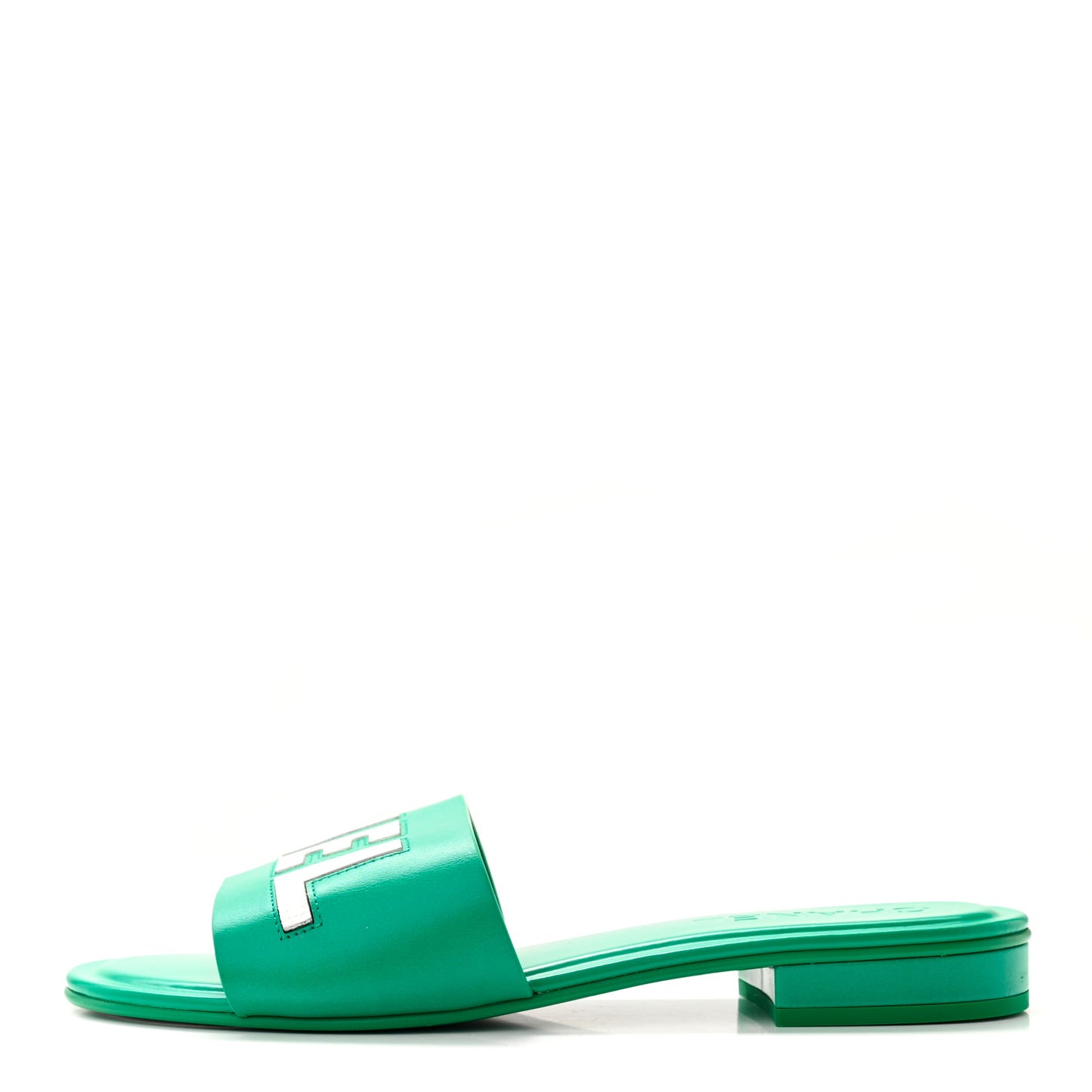 Calfskin Patent Calfskin Logo Mules 40 Green White