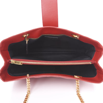 Saint Laurent Grain De Poudre Matelasse Chevron Large Monogram Shopping Bag Red 4 of 9