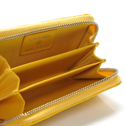 Chanel Caviar Chevron Quilted Zip Coin Purse Yellow 5 of 8