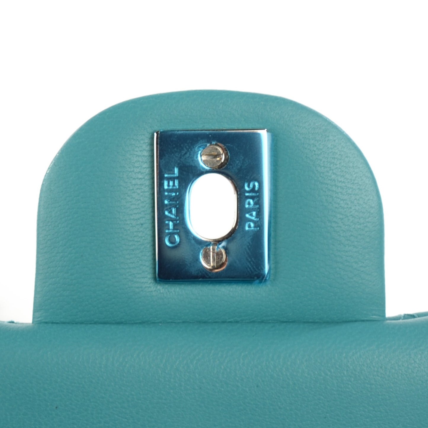 Lambskin Quilted Mini Rectangular Flap Turquoise
