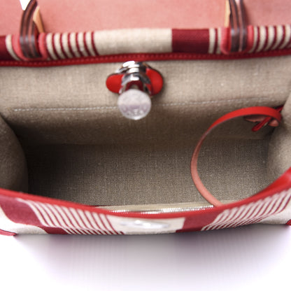 Hermes Vache Hunter Toile H Vibration Herbag Zip 31 PM Bordeaux Ficelle Rouge Piment 5 of 9