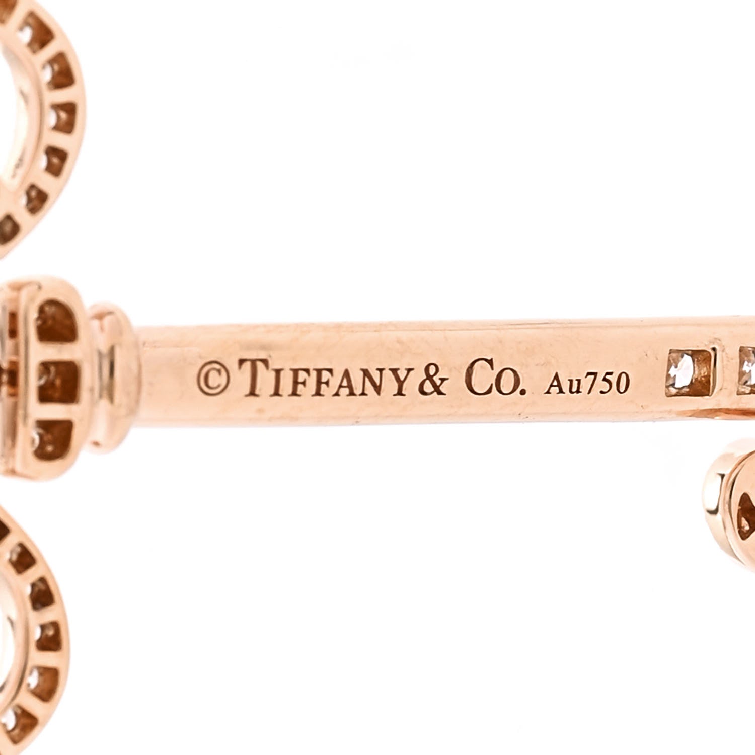 Tiffany 18K Rose Gold Diamond .37ct Fleur De Lis Key Pendant 3 of 3