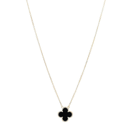 Van Cleef & Arpels 18K Yellow Gold Black Onyx Vintage Alhambra Pendant Necklace 1 of 5