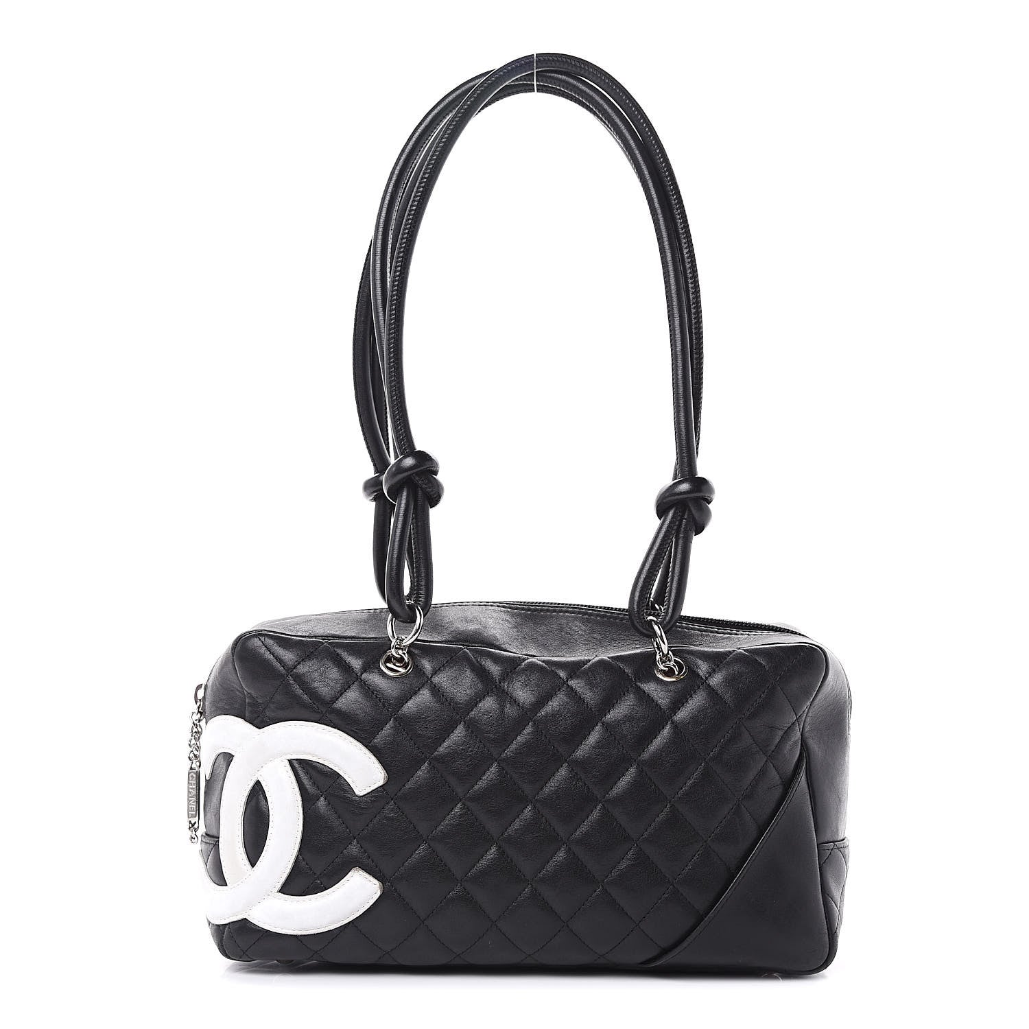 Chanel Calfskin Quilted Large Cambon Bowler Black White 1 of 16