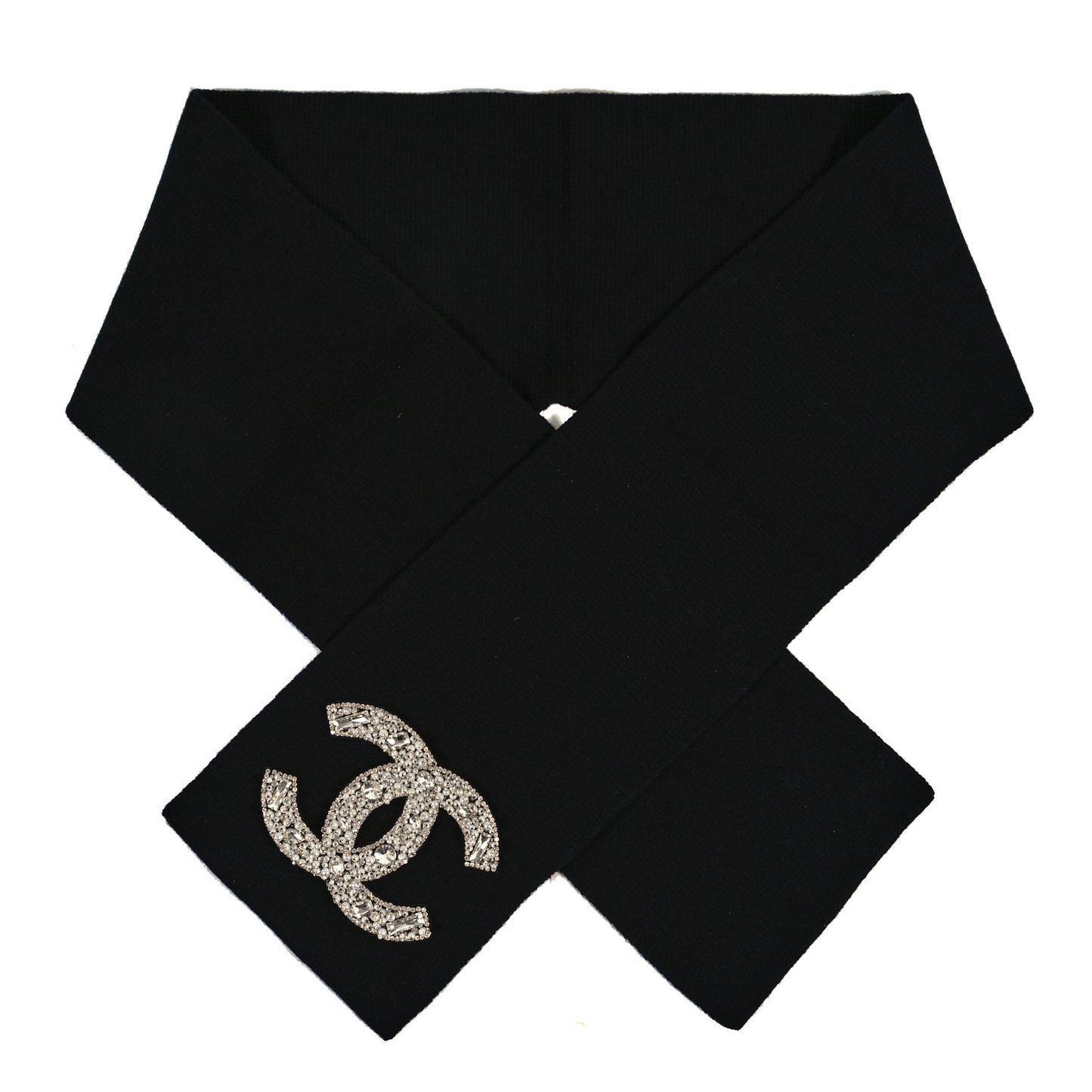 Cashmere Crystal Pearl CC Scarf Black