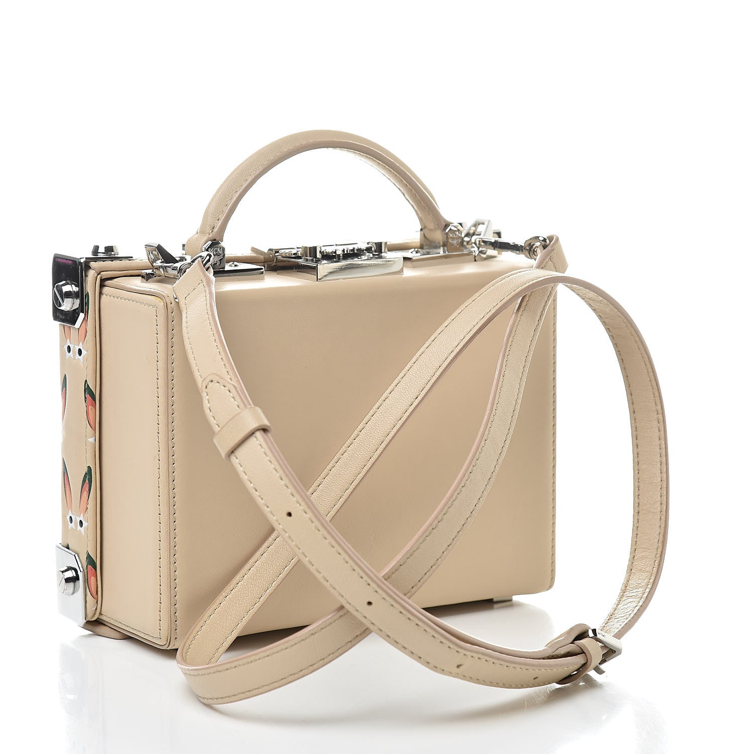 MCM Lambskin Star Eyed Bunny Small Berlin Crossbody Natural 3 of 10