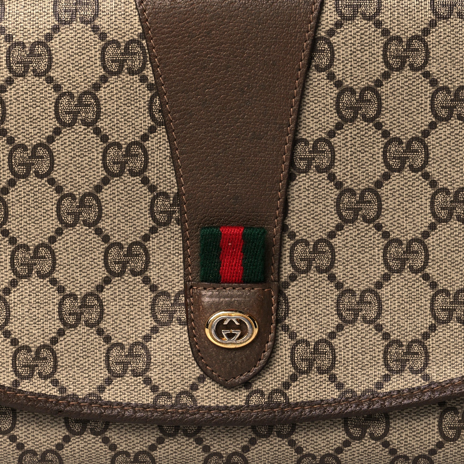 Gucci Coated Canvas Monogram Web Clutch Brown 8 of 14