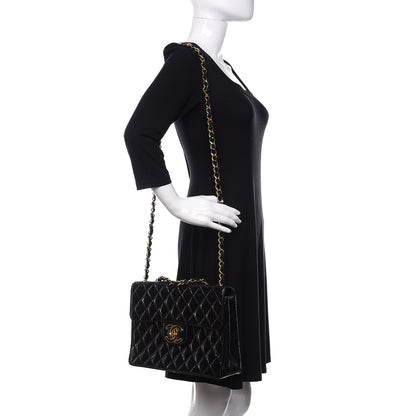 Chanel Patent Quilted XL Jumbo Single Flap Black 2 of 11