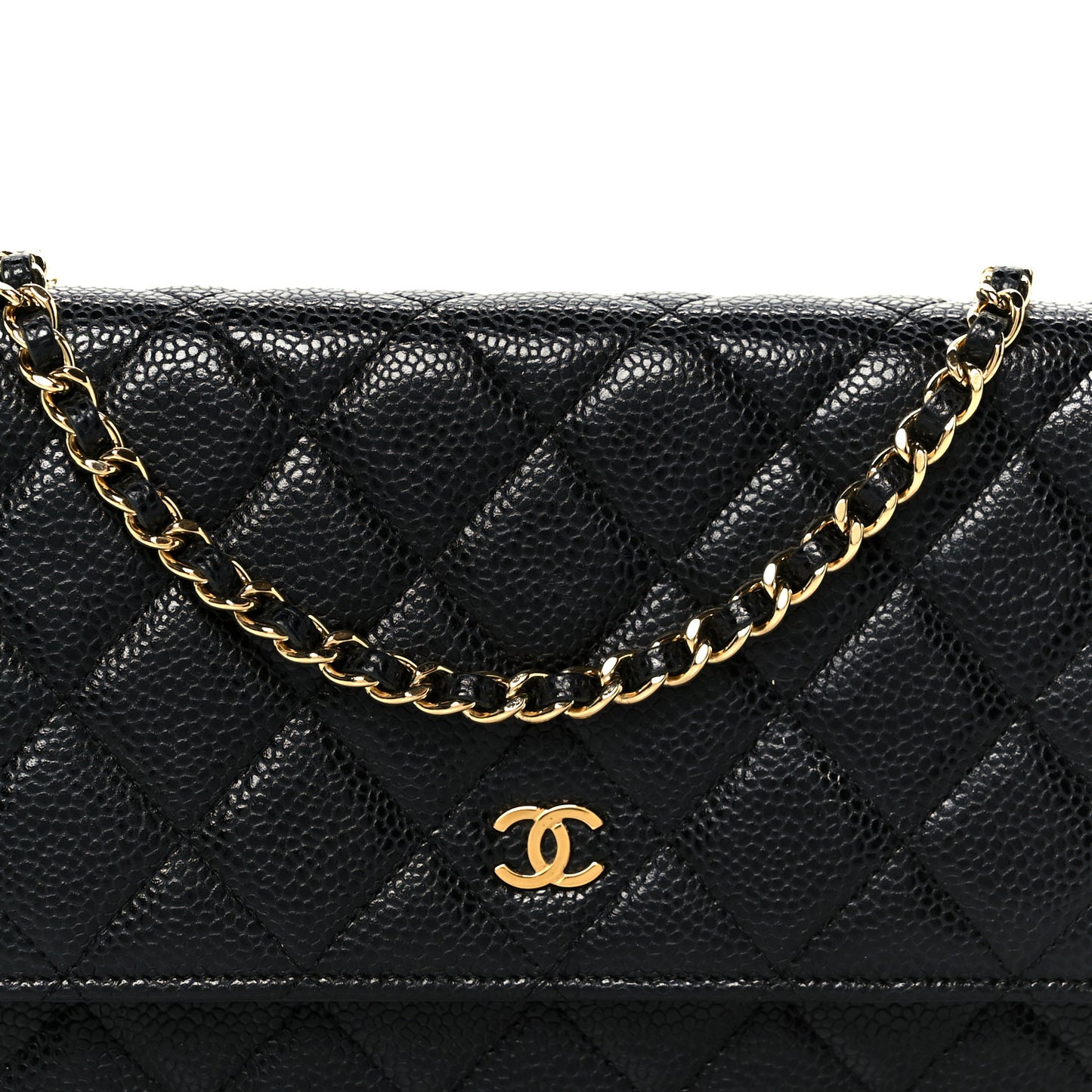 Caviar Quilted Wallet on Chain WOC Black