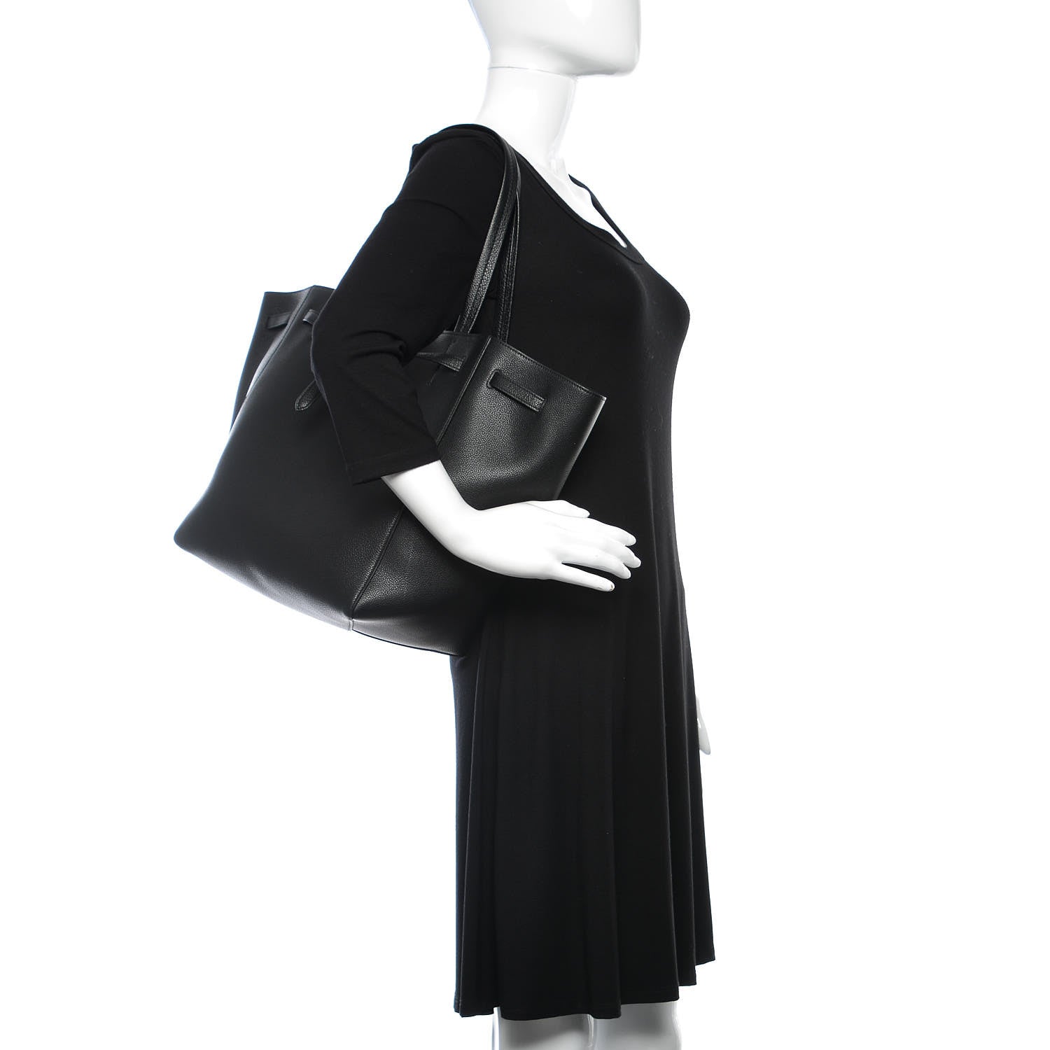 Celine Soft Grained Calfskin Small Belt Cabas Phantom Black 2 of 9