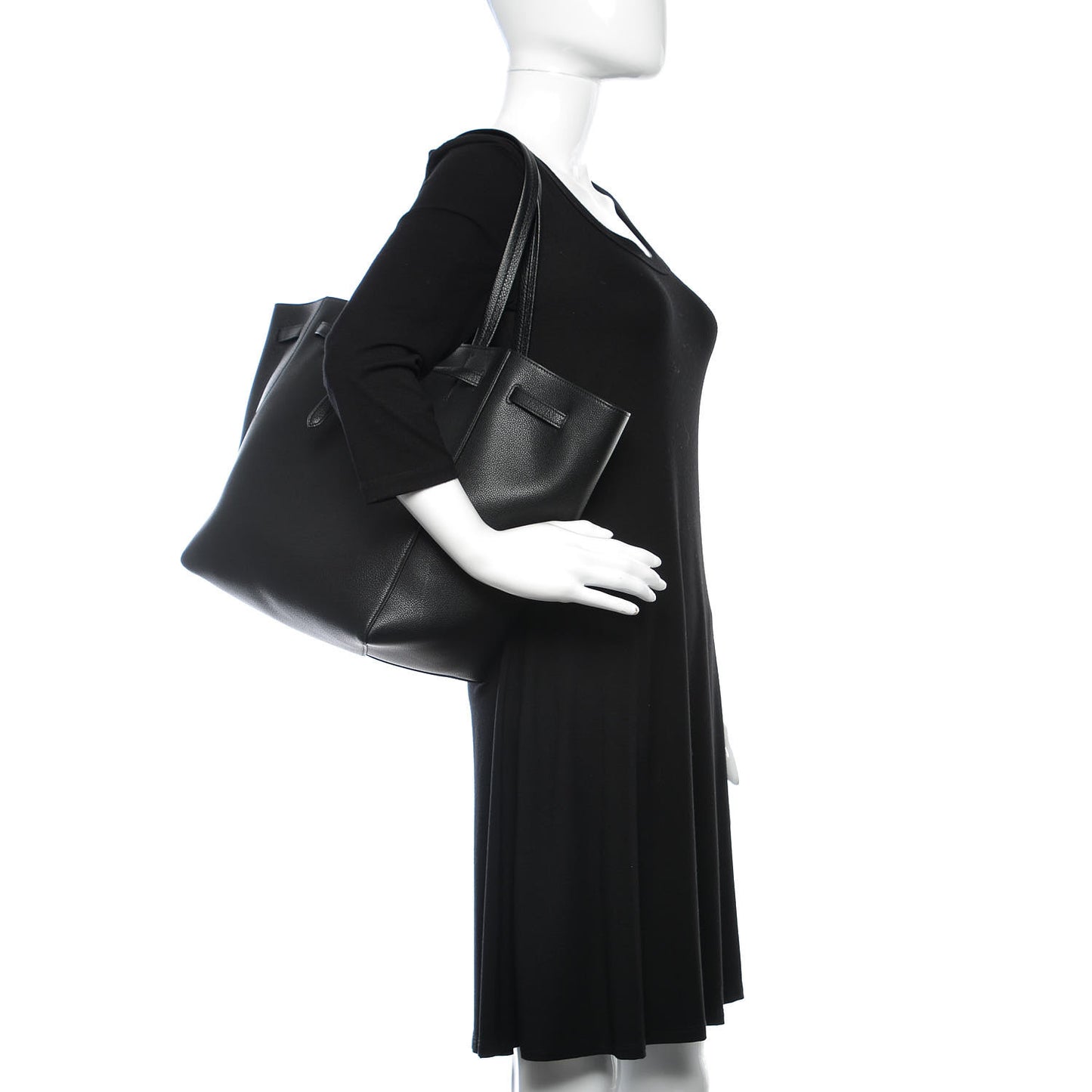 Soft Grained Calfskin Small Belt Cabas Phantom Black