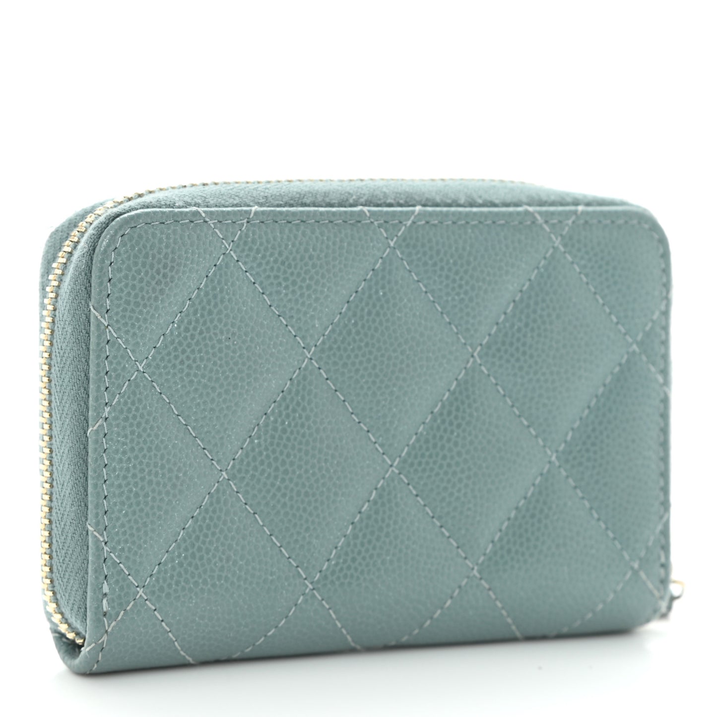Caviar Quilted Zip Coin Purse Blue