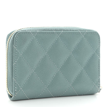 Chanel Caviar Quilted Zip Coin Purse Blue 3 of 10