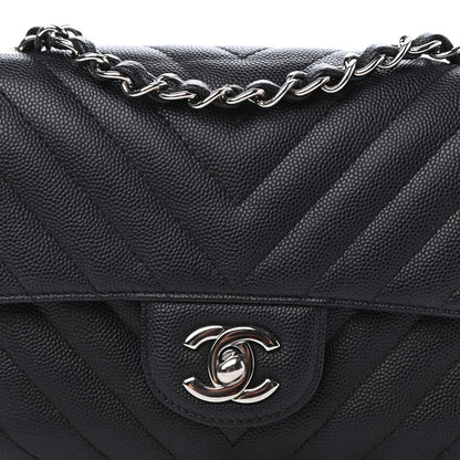 Chanel Caviar Chevron Quilted Mini Rectangular Flap Black 10 of 10