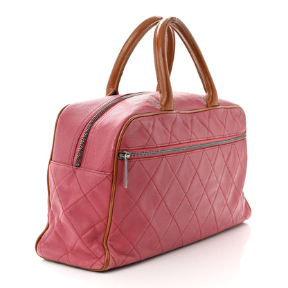 Chanel Caviar Patent Quilted Large Bowler Bag Red 3 of 20