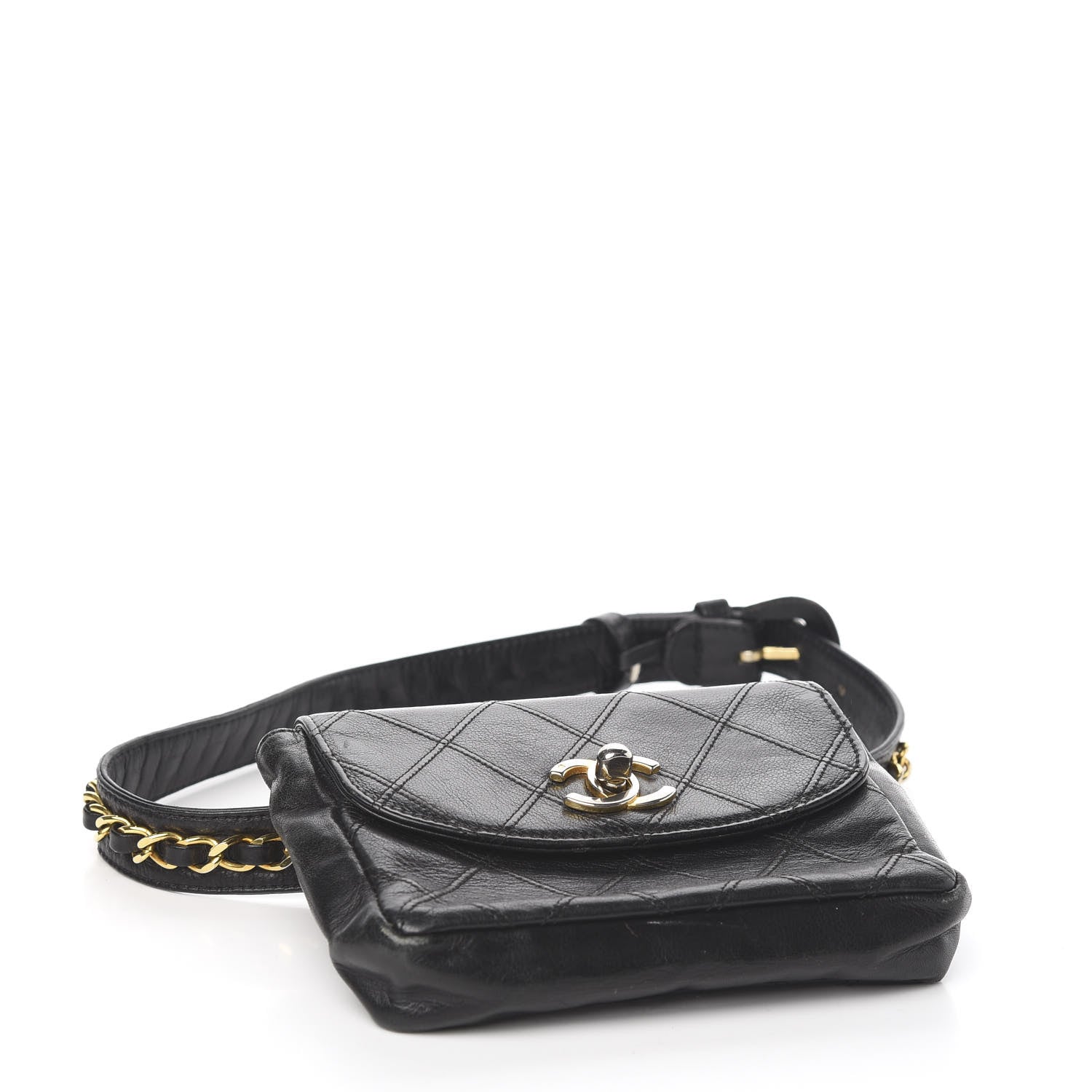 Chanel Lambskin Diamond Stitched Flap Waist Belt Bag 65 Black 4 of 11