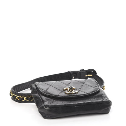 Chanel Lambskin Diamond Stitched Flap Waist Belt Bag 65 Black 4 of 11