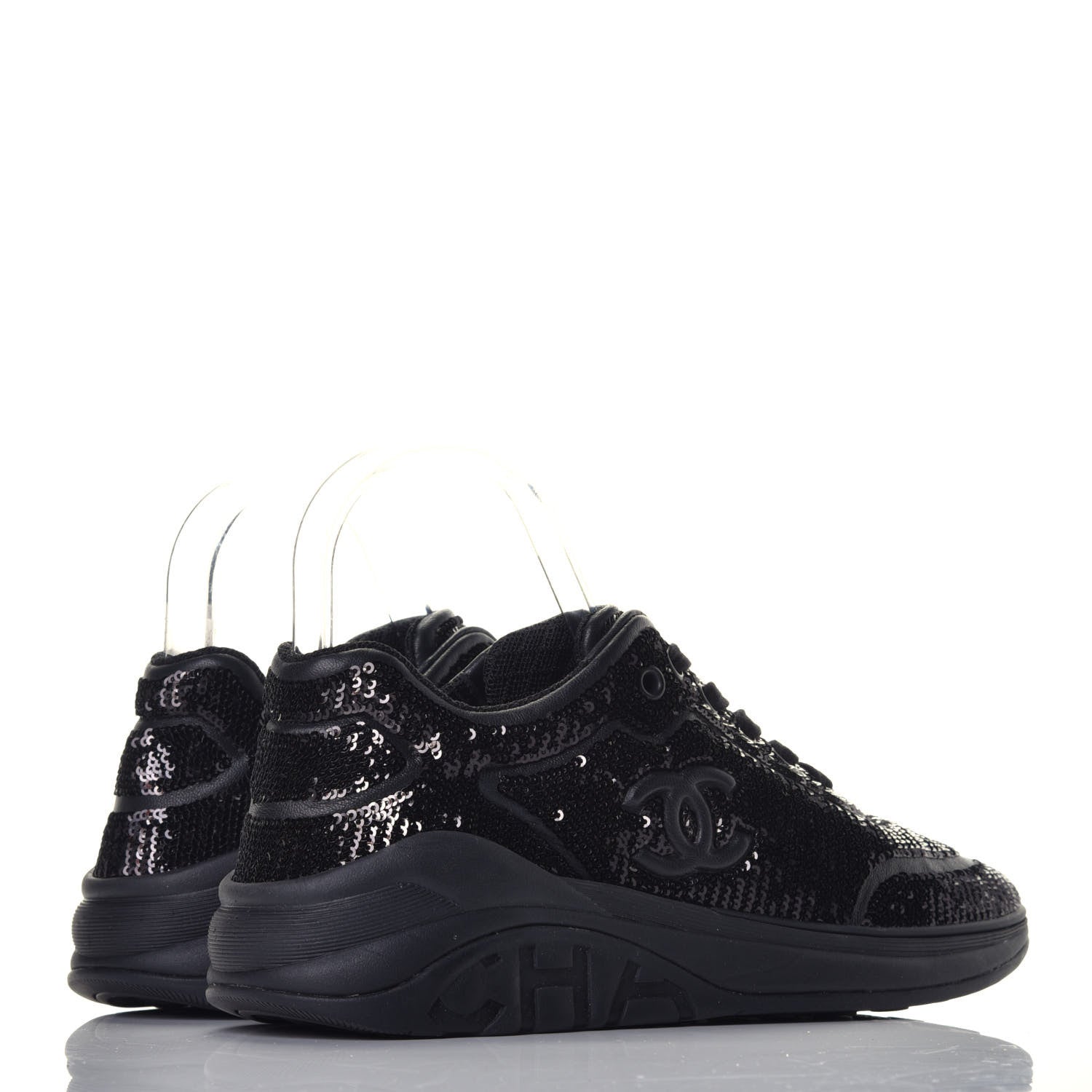 Chanel Sequin CC Sneakers 36 Black 4 of 9
