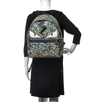 Fendi Nylon Vitello Elite Flamingo Granite Lightning Monster Eyes Backpack Multicolor Lavagna 2 of 8