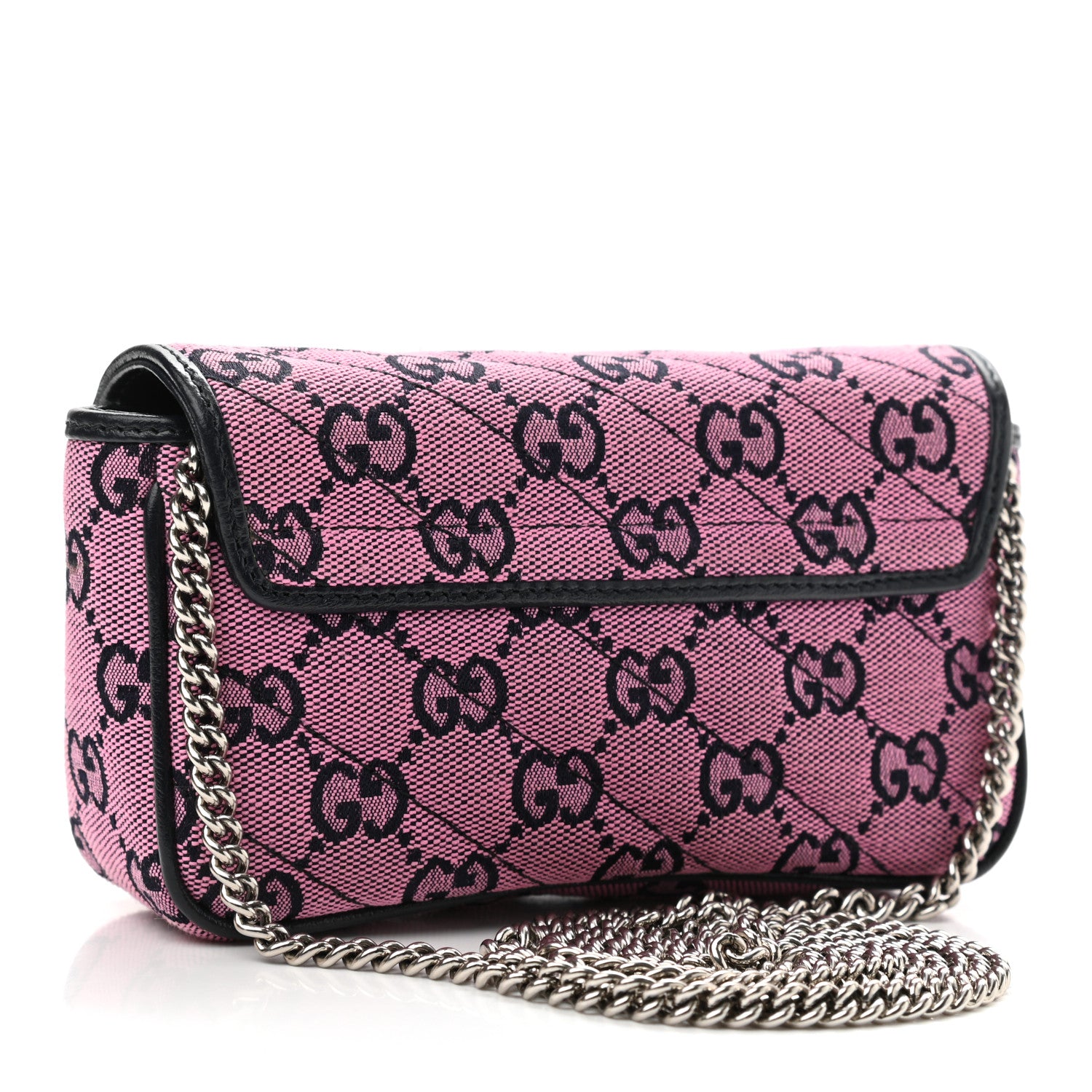 Gucci Monogram Multicolor Matelasse Diagonal Super Mini GG Marmont Shoulder Bag Pink Blue 2 of 10
