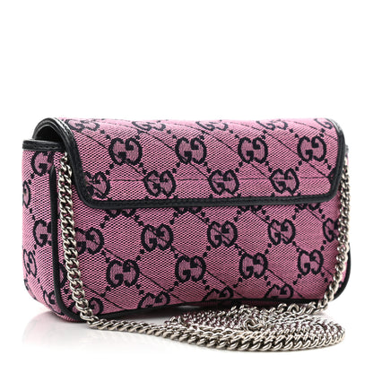 Gucci Monogram Multicolor Matelasse Diagonal Super Mini GG Marmont Shoulder Bag Pink Blue 2 of 10
