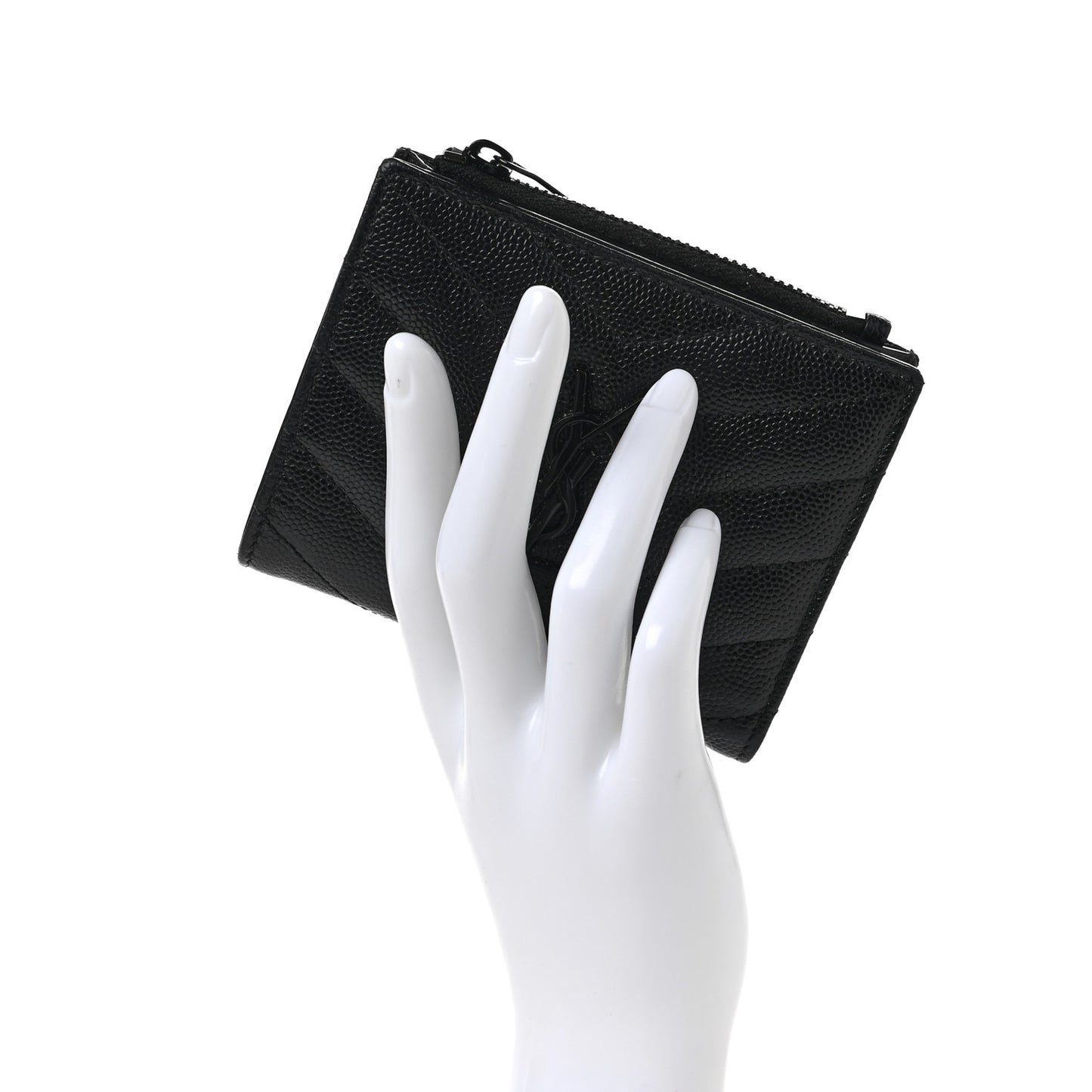 Grain De Poudre Matelasse Chevron Monogram Zipped Card Case Black
