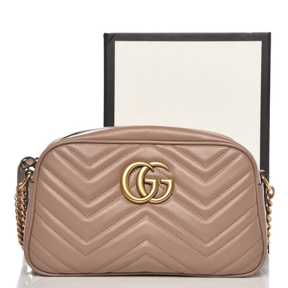 Gucci Calfskin Matelasse Small GG Marmont Chain Shoulder Bag Taupe 8 of 8