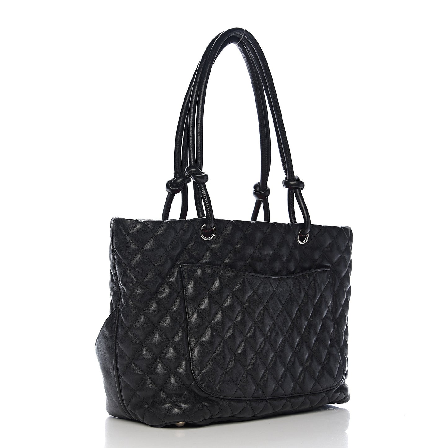 Calfskin Quilted Large Cambon Tote Black White