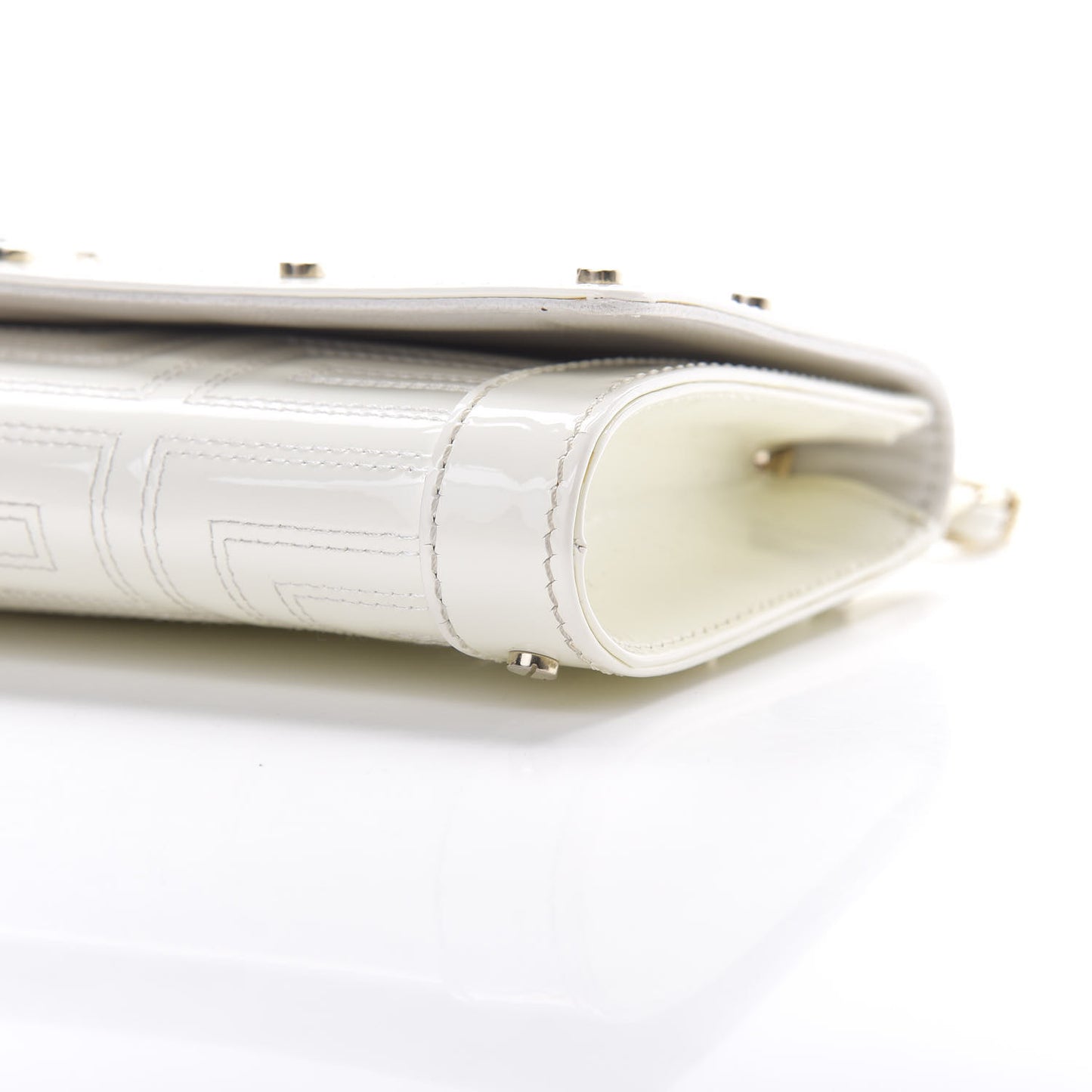 Patent Couture Chain Clutch White