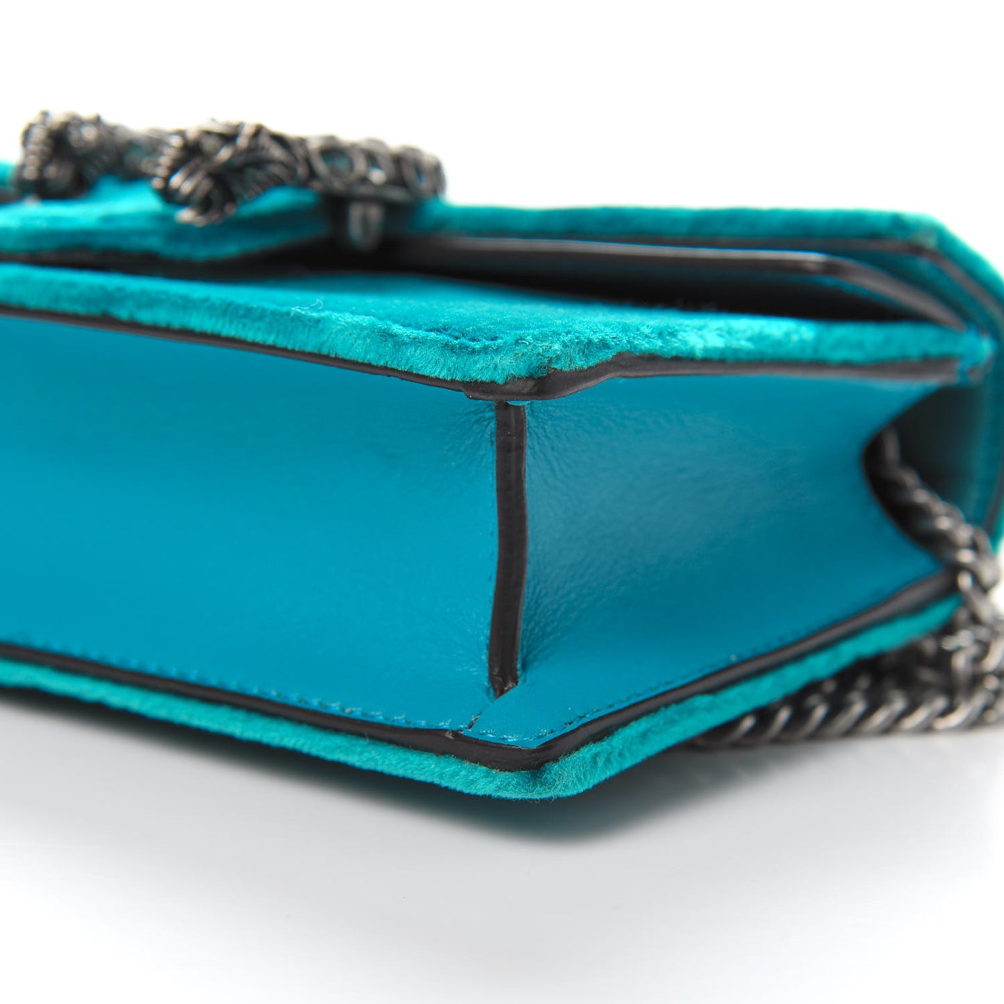 Velvet Super Mini Dionysus Shoulder Bag Pavone Cyan