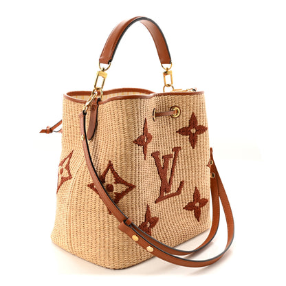 Louis Vuitton Raffia Calfskin Monogram Neonoe MM Tan 2 of 8