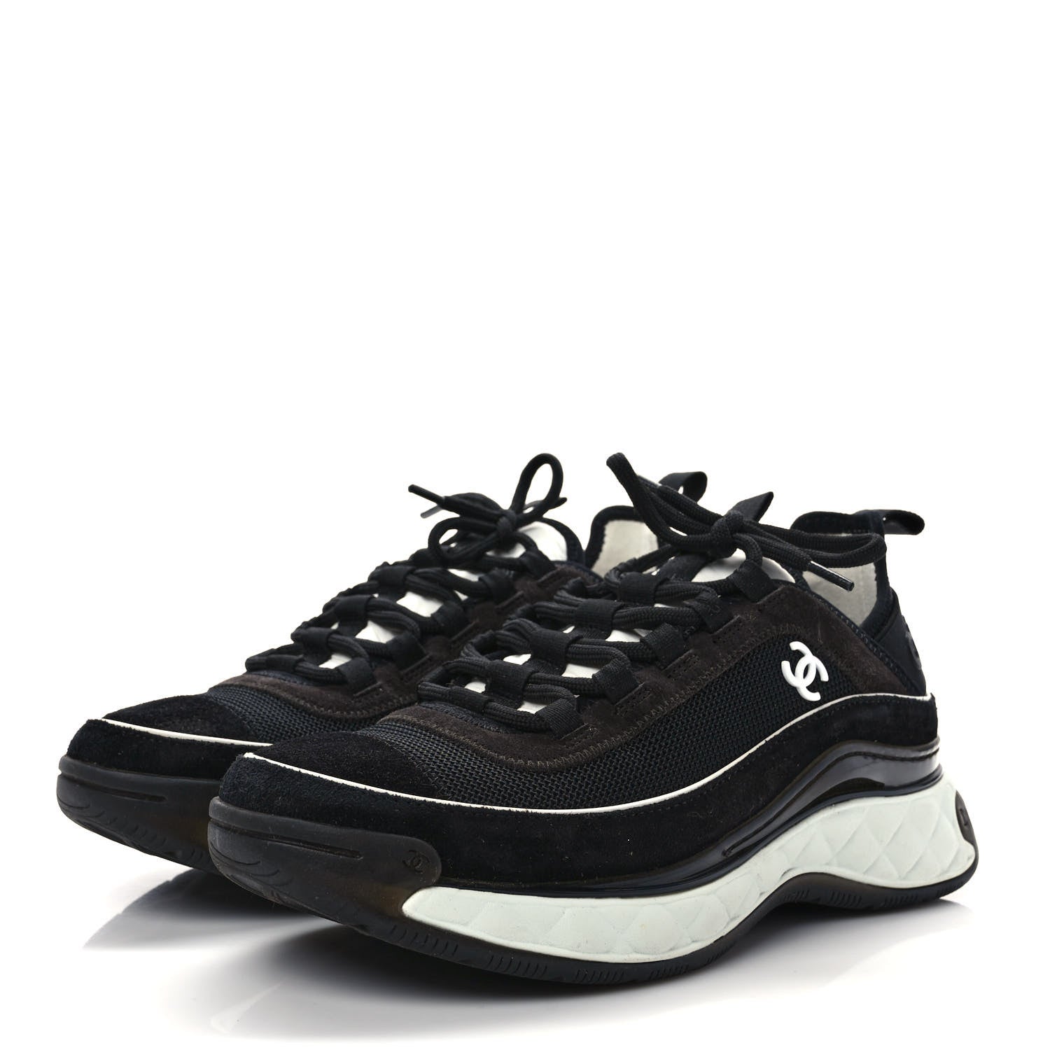 Chanel Velvet Calfskin Mixed Fibers CC Sneakers 39 Black 3 of 10