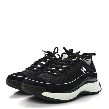 Chanel Velvet Calfskin Mixed Fibers CC Sneakers 39 Black 3 of 10