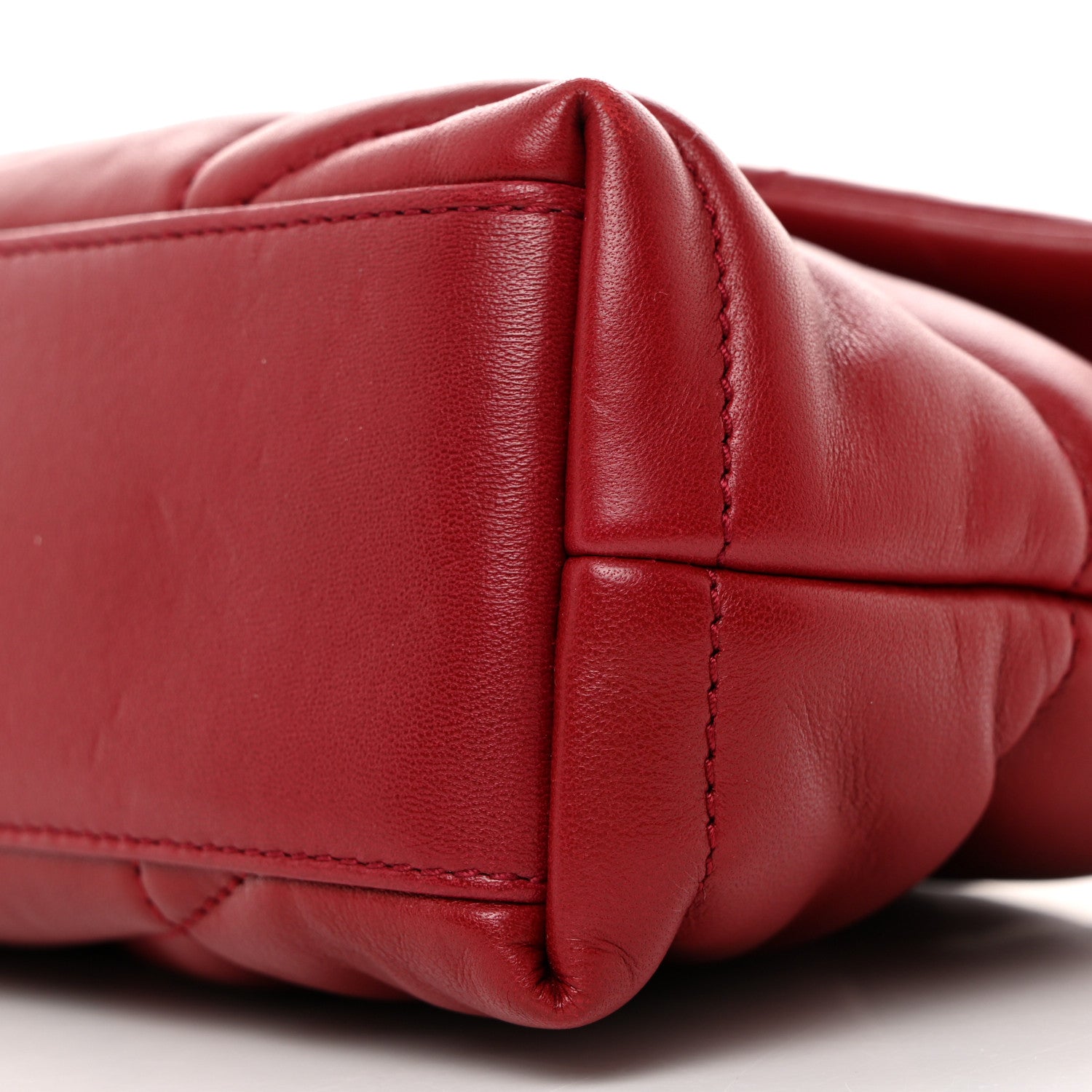 Saint Laurent Lambskin Quilted Toy Loulou Puffer Monogram Chain Satchel Opium Red 11 of 12