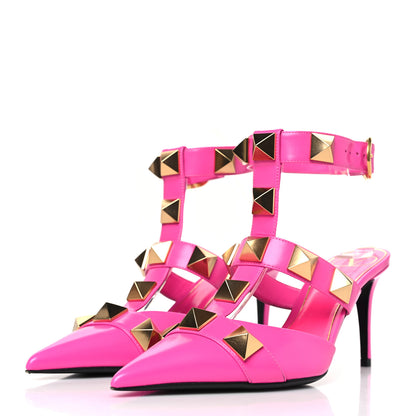 Valentino Garavani Calfskin Roman Stud Ankle Strap 80mm Pumps 38 Pink 3 of 10