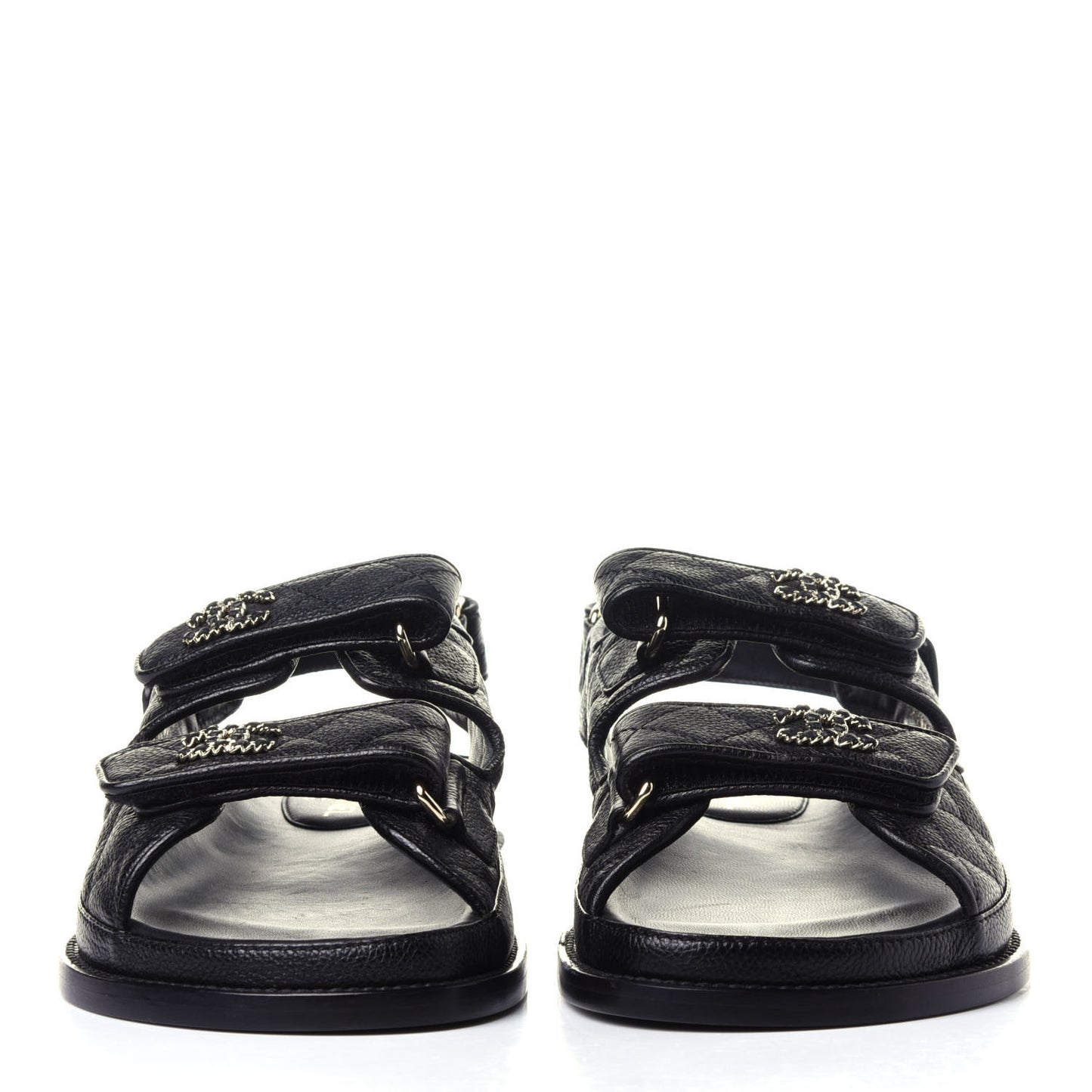 Grained Calfskin Velcro Dad Sandals 36.5 Black