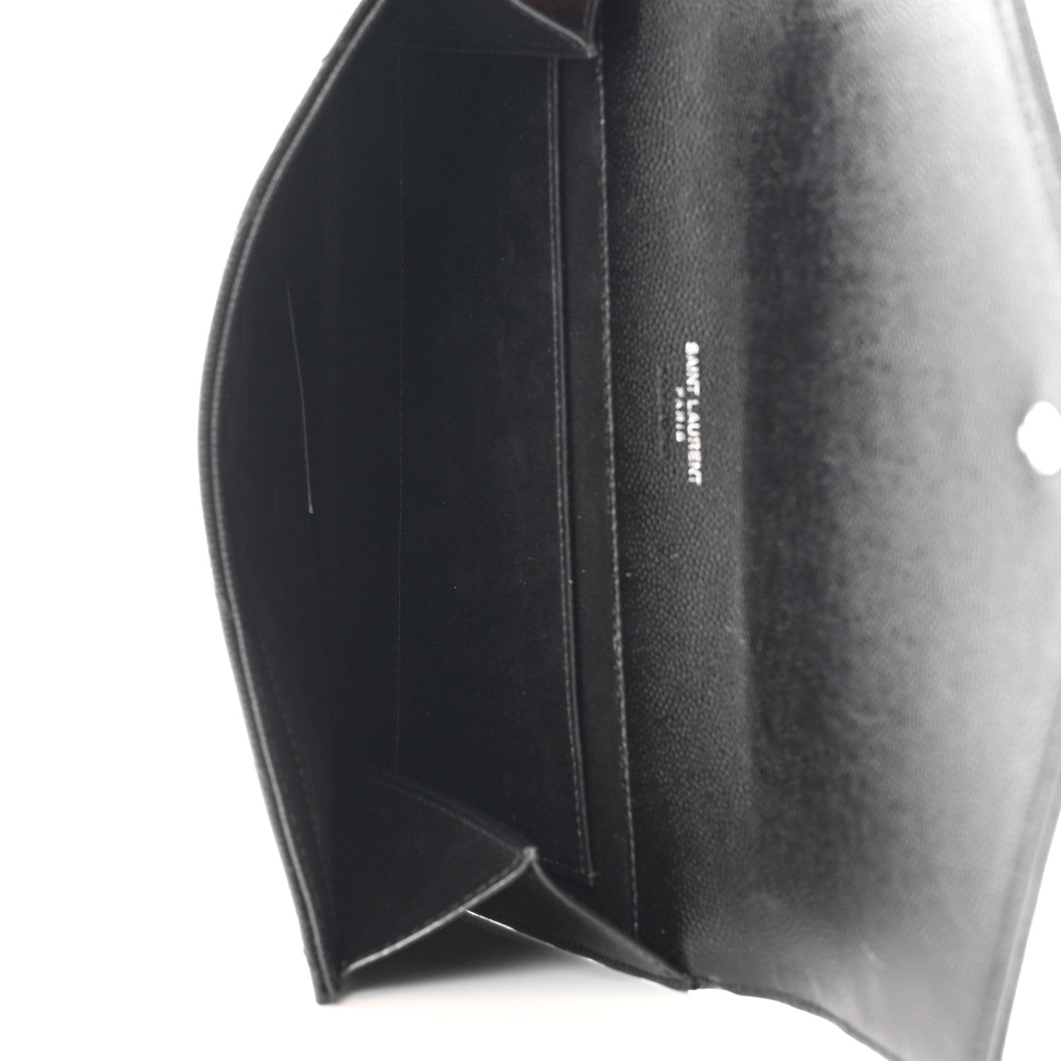 Saint Laurent Grain De Poudre Matelasse Chevron Monogram Envelope Clutch Black 5 of 8