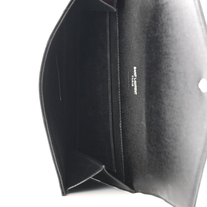 Saint Laurent Grain De Poudre Matelasse Chevron Monogram Envelope Clutch Black 5 of 8