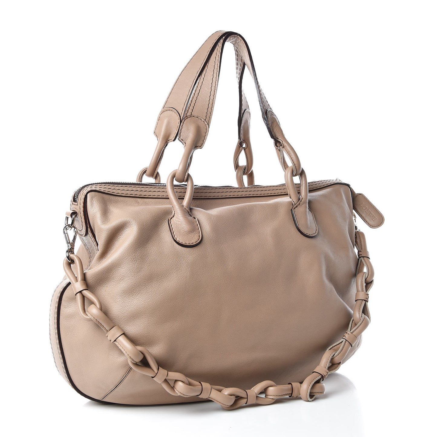 Calfskin Logo Shoulder Bag Mink