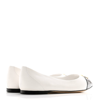 Louis Vuitton Lambskin Capucines Flat Ballerinas 36.5 White Black 4 of 9