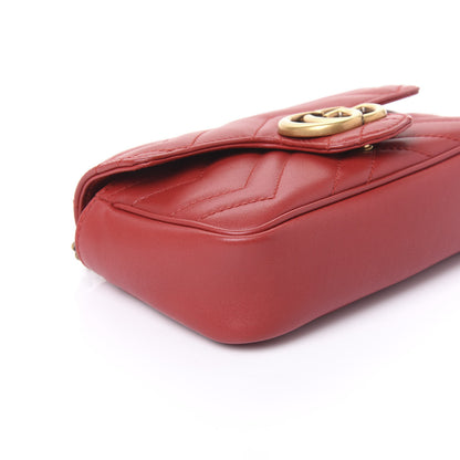 Gucci Calfskin Matelasse Super Mini GG Marmont Shoulder Bag Hibiscus Red 5 of 10