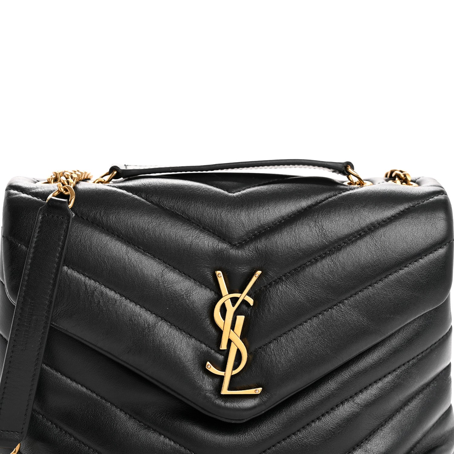 Saint Laurent Calfskin Y Quilted Monogram Small Loulou Chain Satchel Black 8 of 10