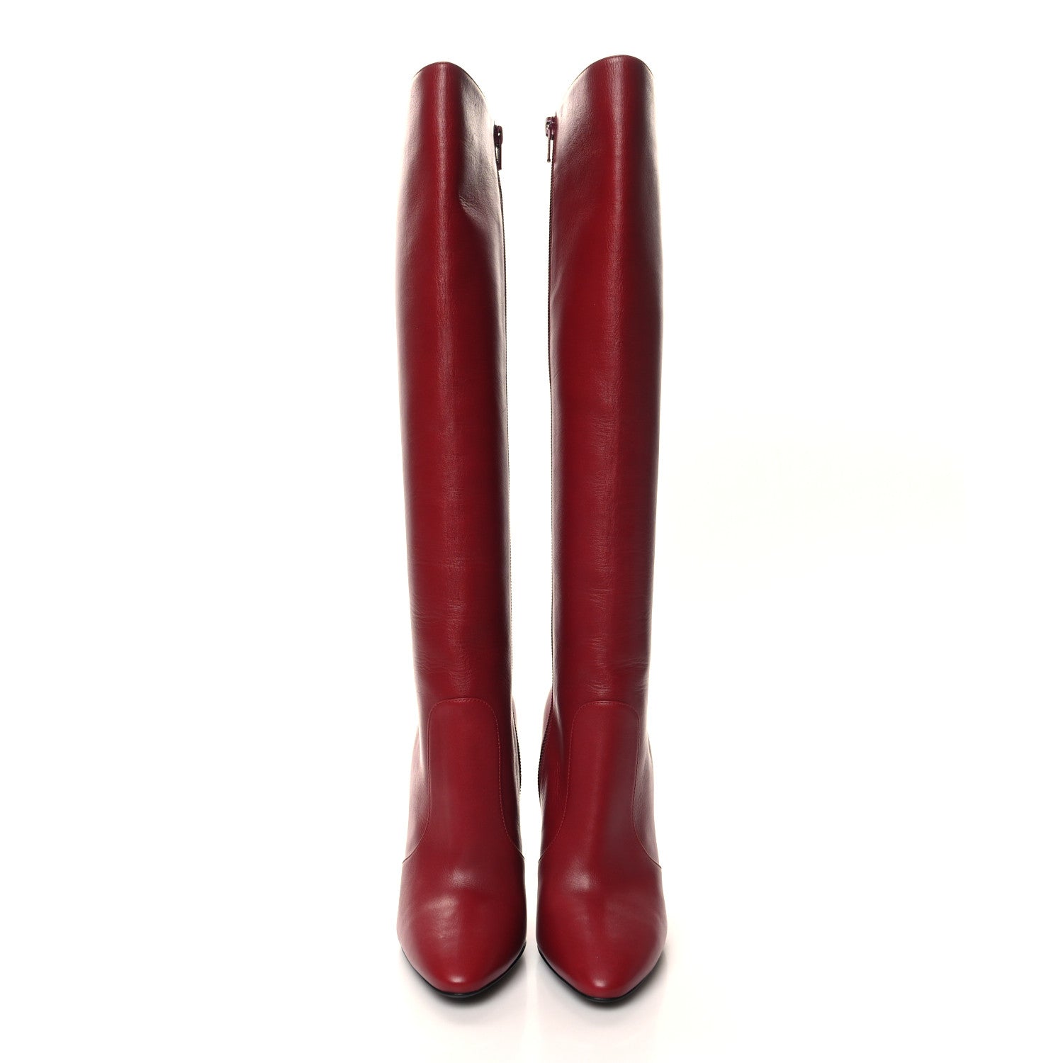 Saint Laurent Calfskin Knee High Skinny Boots 35.5 Opyum Red 2 of 7