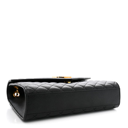 Saint Laurent Grain De Poudre Textured Mixed Matelasse Triquilt Medium Monogram Satchel Black 4 of 11