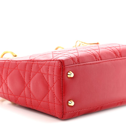 Christian Dior Lambskin Cannage Mini Lady Dior Red 9 of 10