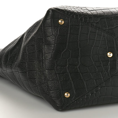 Chanel Calfskin Crocodile Embossed Large Cocodile Shopping Tote Black 7 of 8