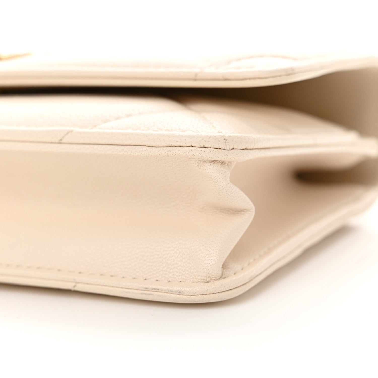 Chanel Lambskin Quilted Chanel 19 Wallet On Chain WOC Light Beige 11 of 15