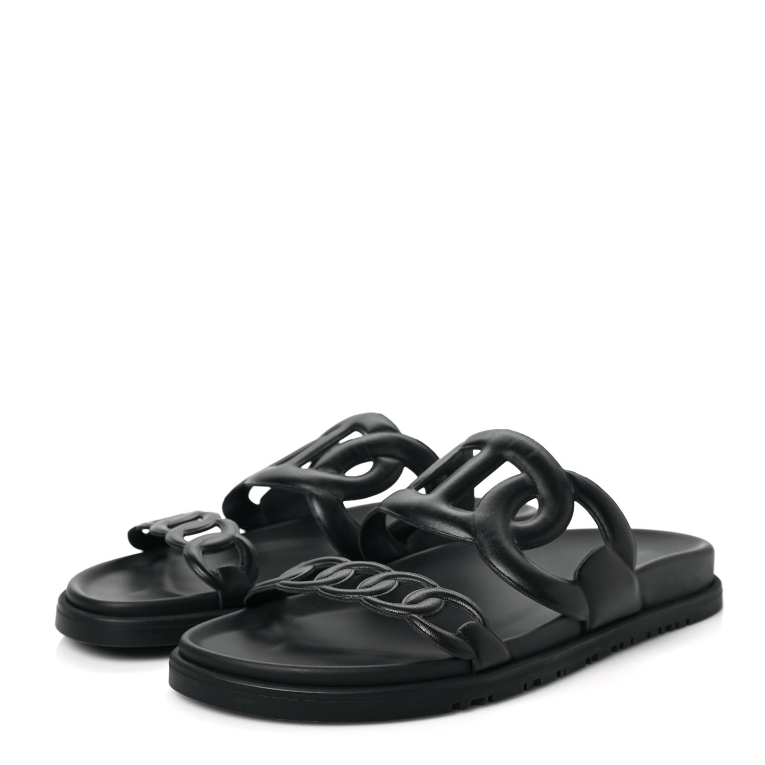 Hermes Nappa Extra Sandals 38 Black 3 of 7