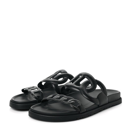 Hermes Nappa Extra Sandals 38 Black 3 of 7
