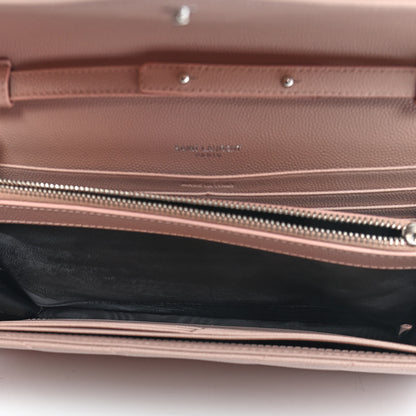 Saint Laurent Grain De Poudre Matelasse Chevron Monogram Chain Wallet Pink 7 of 8